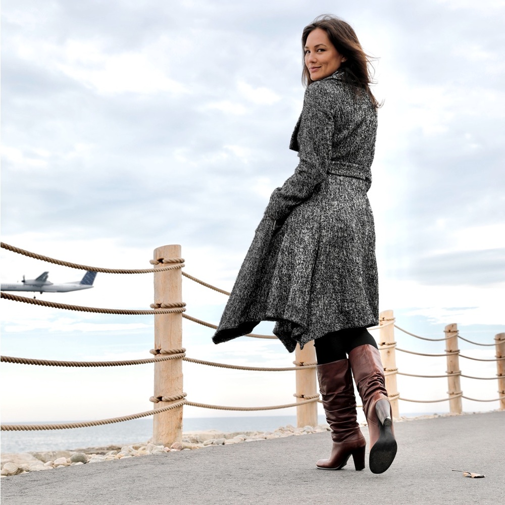 Karen Millen PeaCoat -with tie waist belt and high neck closer.
